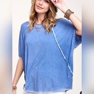 Light & Airy Oversized Short Sleeve Tee| Blue Sky NWT La Miel Denim| NWT